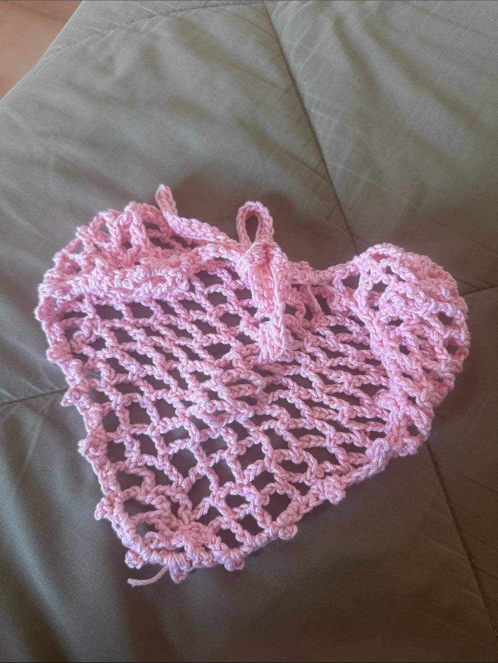Handmade Pink Crochet Net Scarf - Picture 2 of 2